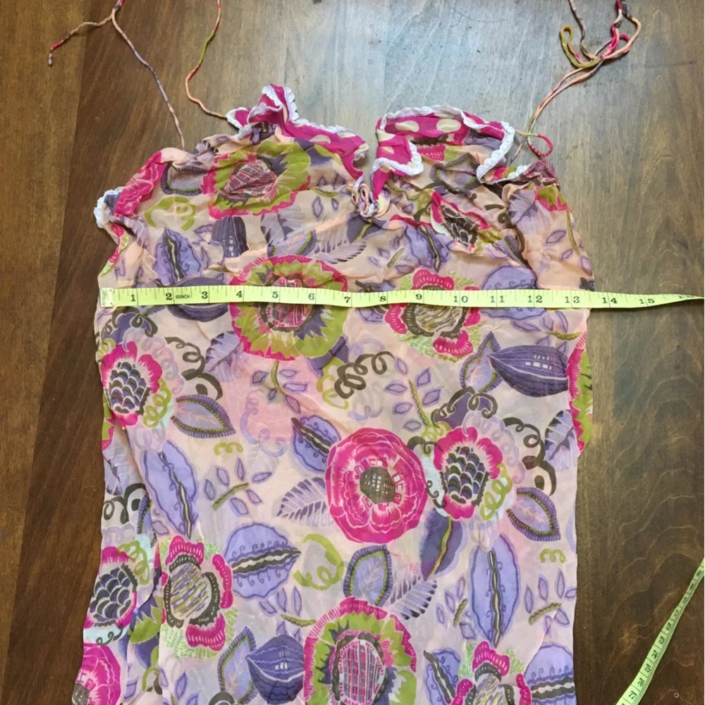 Playful Polka Dots and Flowers Silk Nightgown - Picture 3 of 4